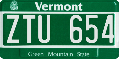 VT license plate ZTU654