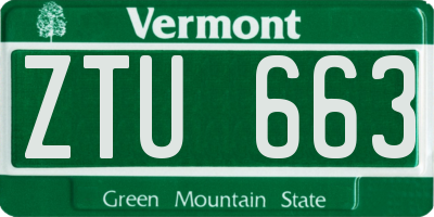 VT license plate ZTU663