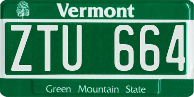 VT license plate ZTU664