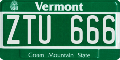 VT license plate ZTU666