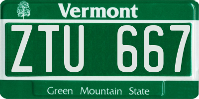 VT license plate ZTU667