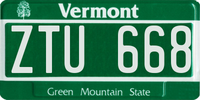 VT license plate ZTU668