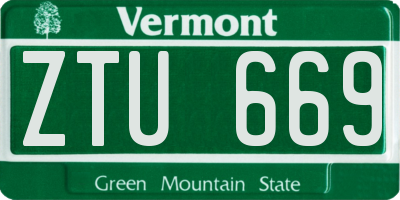 VT license plate ZTU669