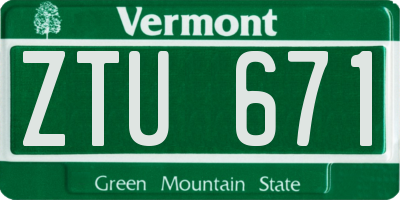 VT license plate ZTU671