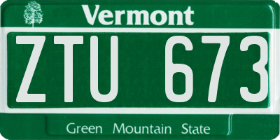 VT license plate ZTU673