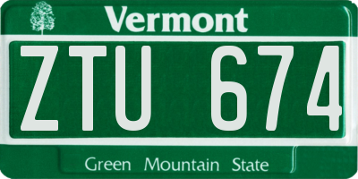 VT license plate ZTU674