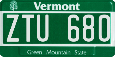 VT license plate ZTU680