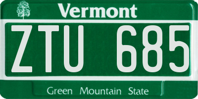 VT license plate ZTU685