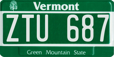 VT license plate ZTU687