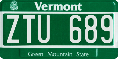 VT license plate ZTU689