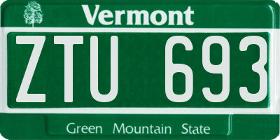 VT license plate ZTU693