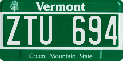 VT license plate ZTU694