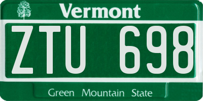 VT license plate ZTU698