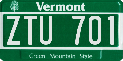 VT license plate ZTU701