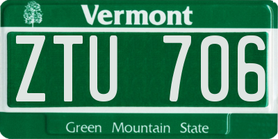VT license plate ZTU706