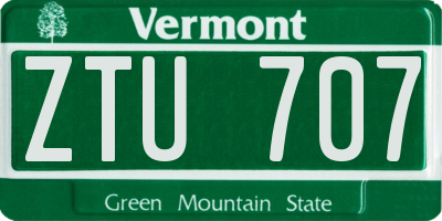 VT license plate ZTU707