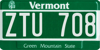 VT license plate ZTU708