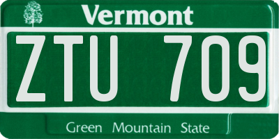 VT license plate ZTU709