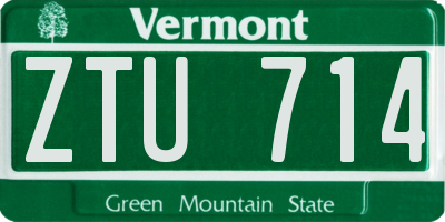 VT license plate ZTU714