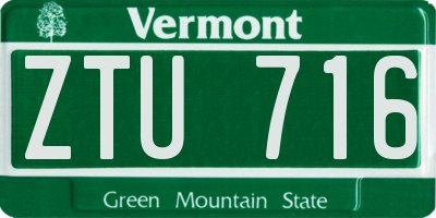 VT license plate ZTU716