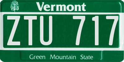VT license plate ZTU717