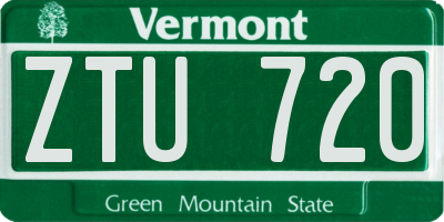 VT license plate ZTU720
