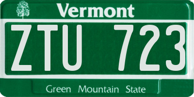 VT license plate ZTU723