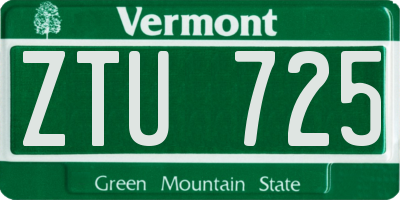 VT license plate ZTU725