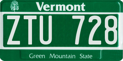 VT license plate ZTU728