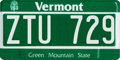 VT license plate ZTU729