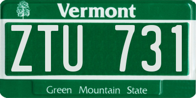 VT license plate ZTU731