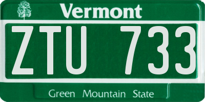 VT license plate ZTU733
