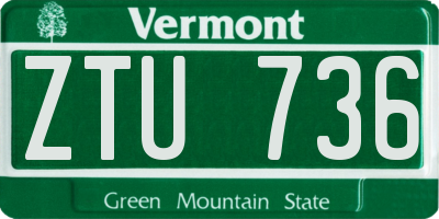 VT license plate ZTU736