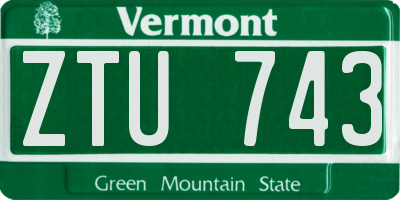 VT license plate ZTU743