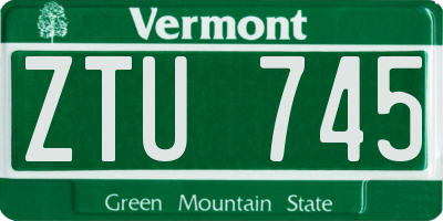 VT license plate ZTU745