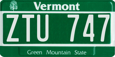 VT license plate ZTU747