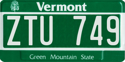 VT license plate ZTU749