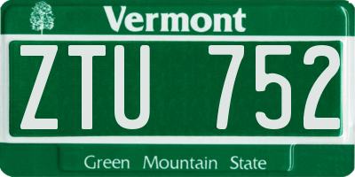 VT license plate ZTU752