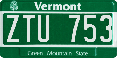 VT license plate ZTU753