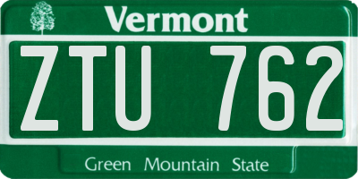 VT license plate ZTU762