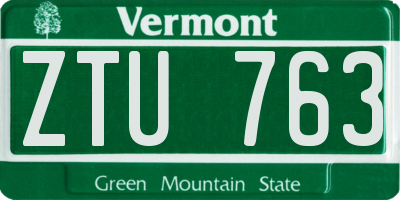 VT license plate ZTU763