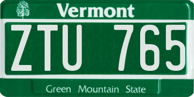 VT license plate ZTU765