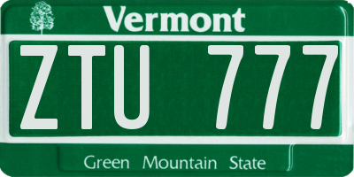 VT license plate ZTU777