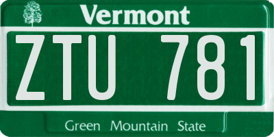 VT license plate ZTU781