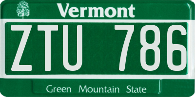 VT license plate ZTU786