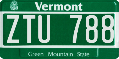 VT license plate ZTU788
