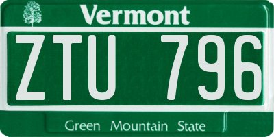 VT license plate ZTU796