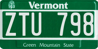 VT license plate ZTU798