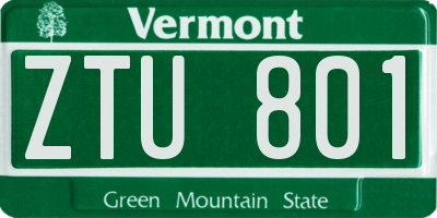 VT license plate ZTU801