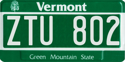 VT license plate ZTU802